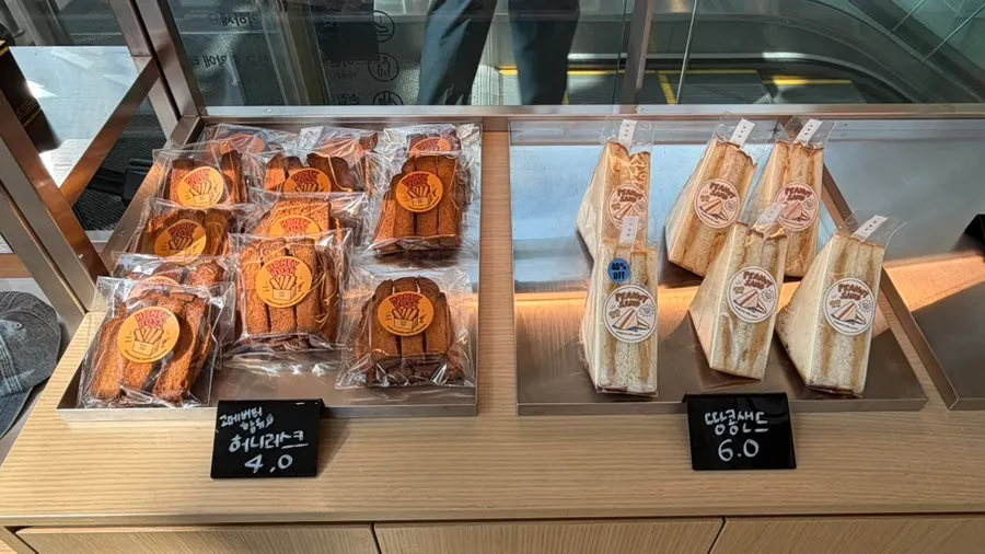 A variety of café desserts on display