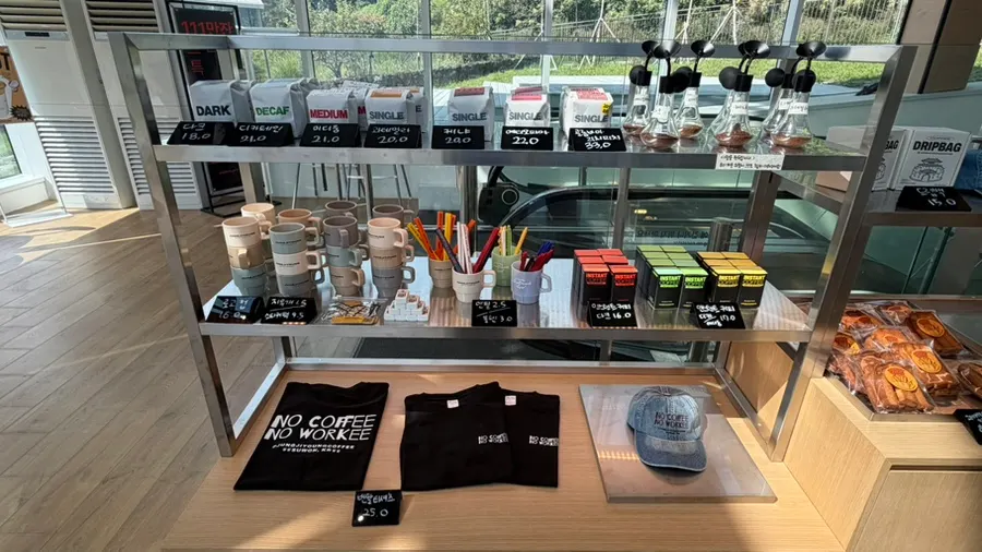Café display area with dessert selections