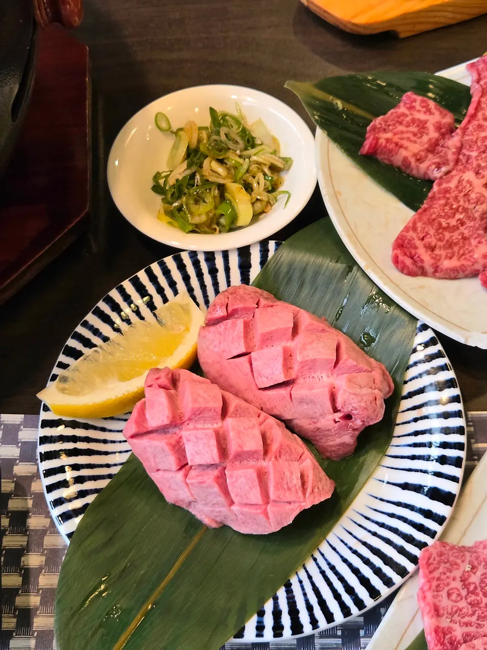 Lemon and scallion salad served with the beef tongue