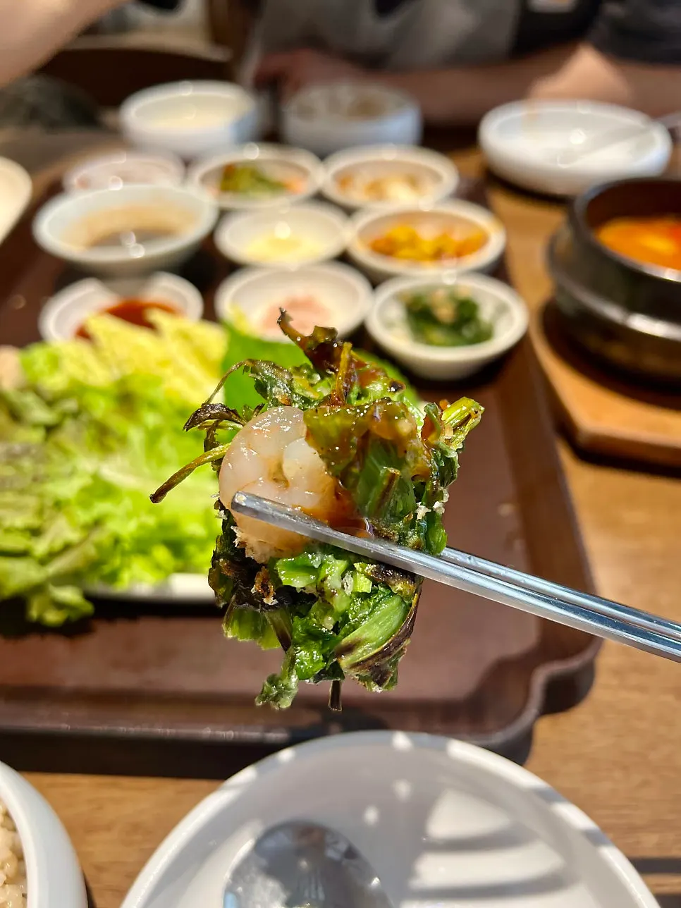 Large minari pancake with shrimp