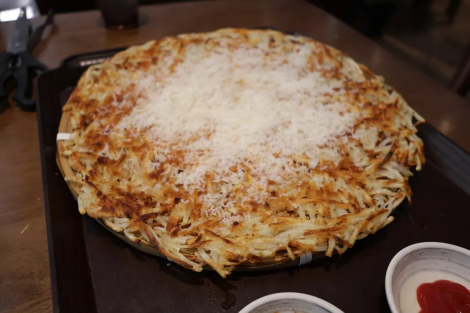 Potato pancake made with shredded, crispy-fried potato