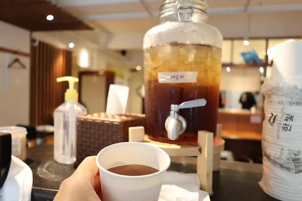 A closing cup of plum tea after the meal