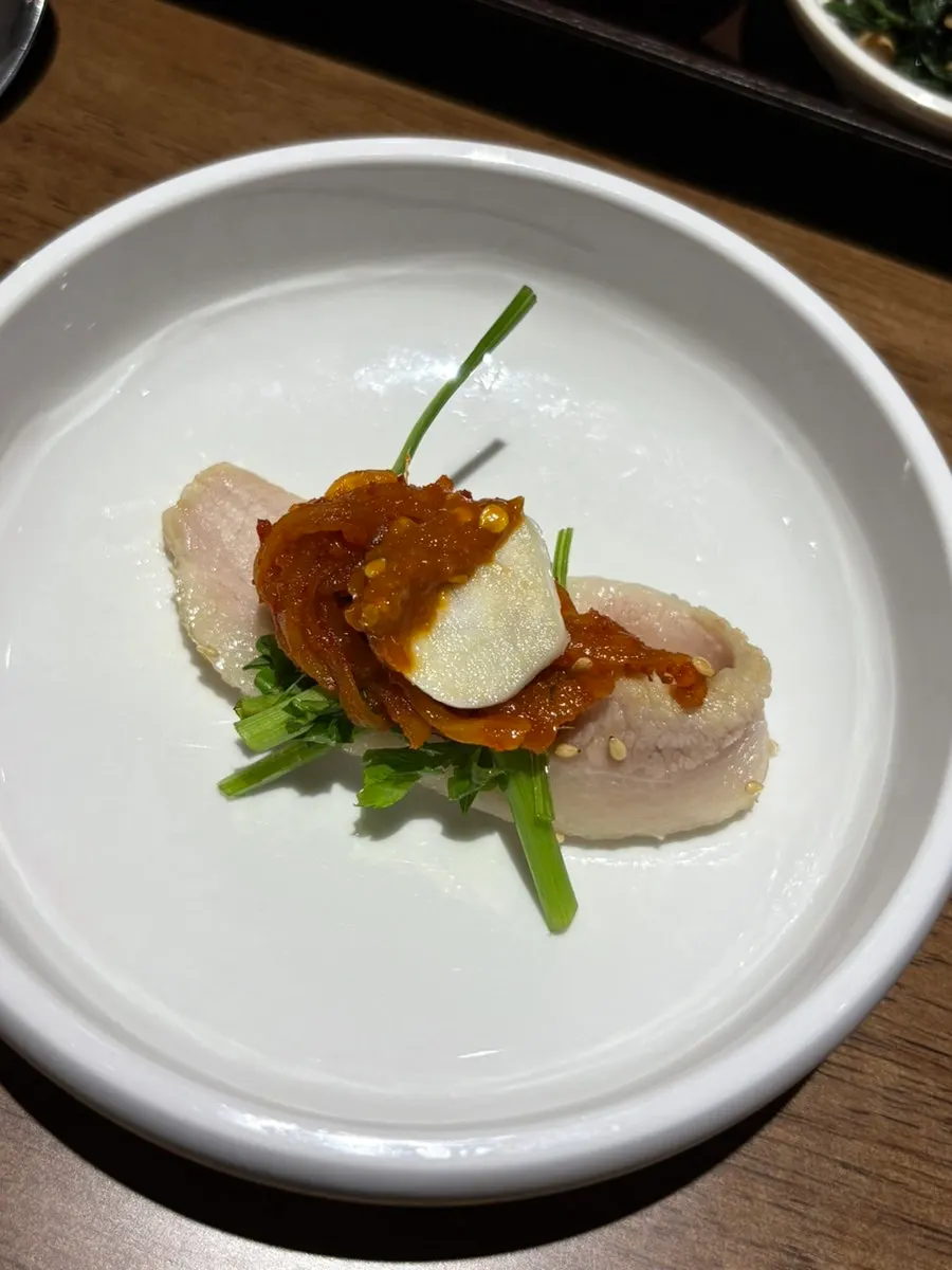 Close-up of a tender piece of boiled pork