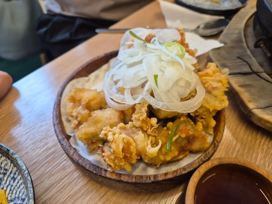 Cross-section of handmade dontang showing thick meat
