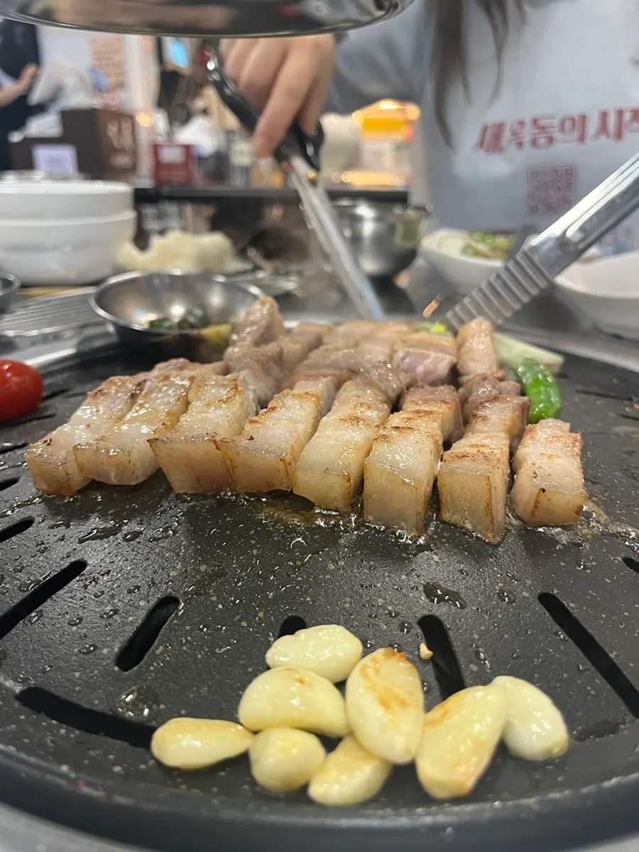 Pork belly grilled golden, fat included