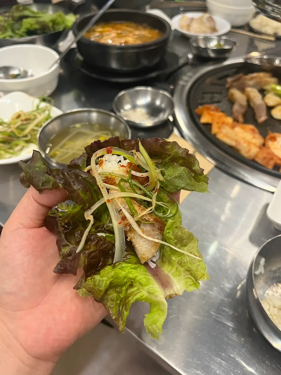 Kimchi and radish kimchi grilling on the pan