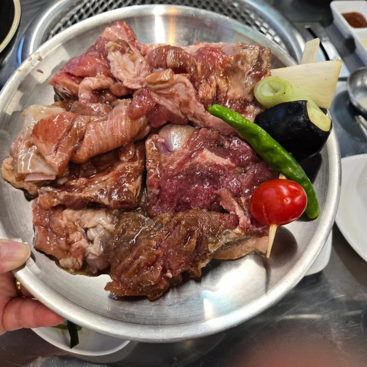 3 servings of Jirye black pork marinated ribs with vegetable skewers