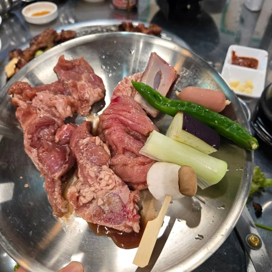 Well-browned marinated rib bone