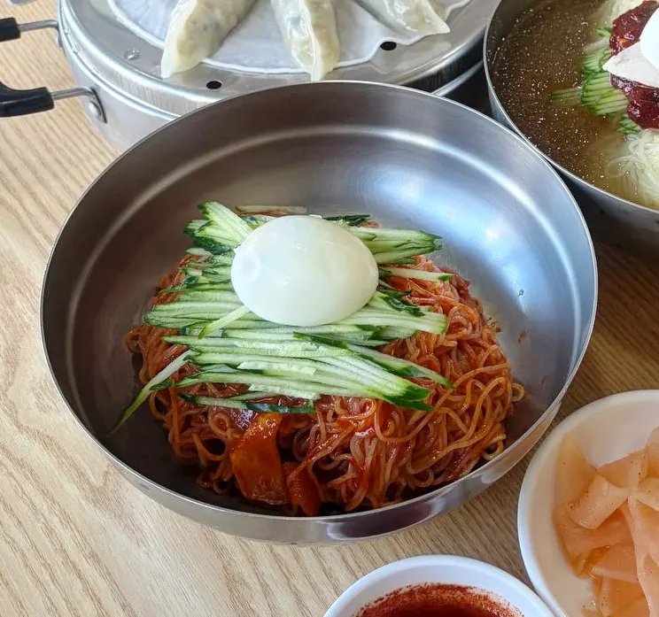 Bibim milmyeon with a generous sauce