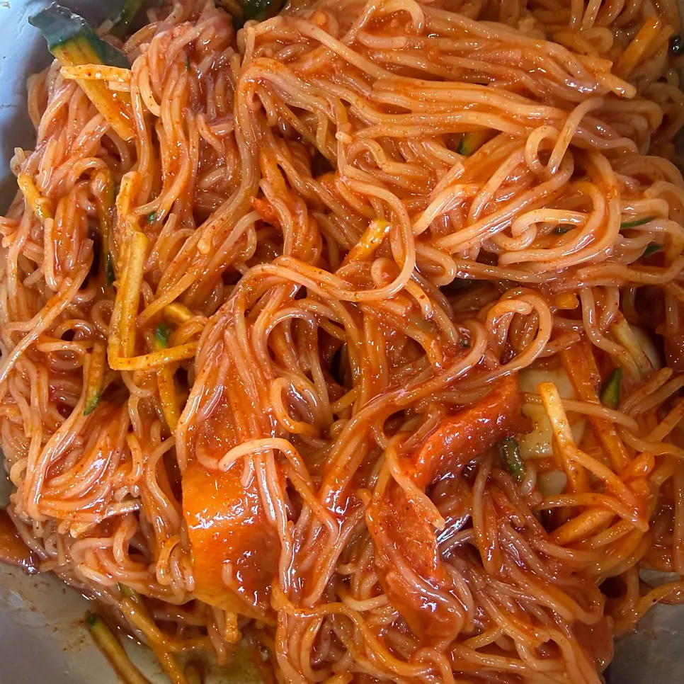 Bibim milmyeon served already mixed