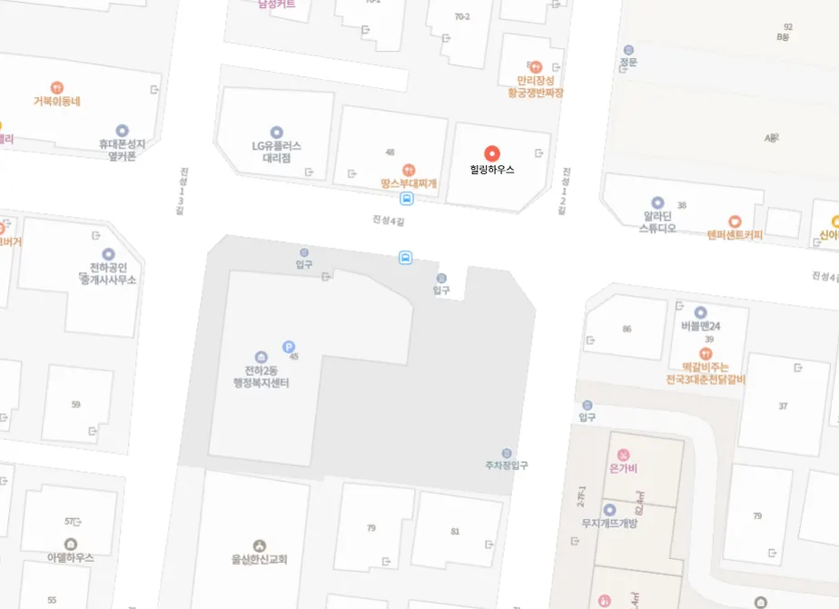 Parking information around Healing House in the alley