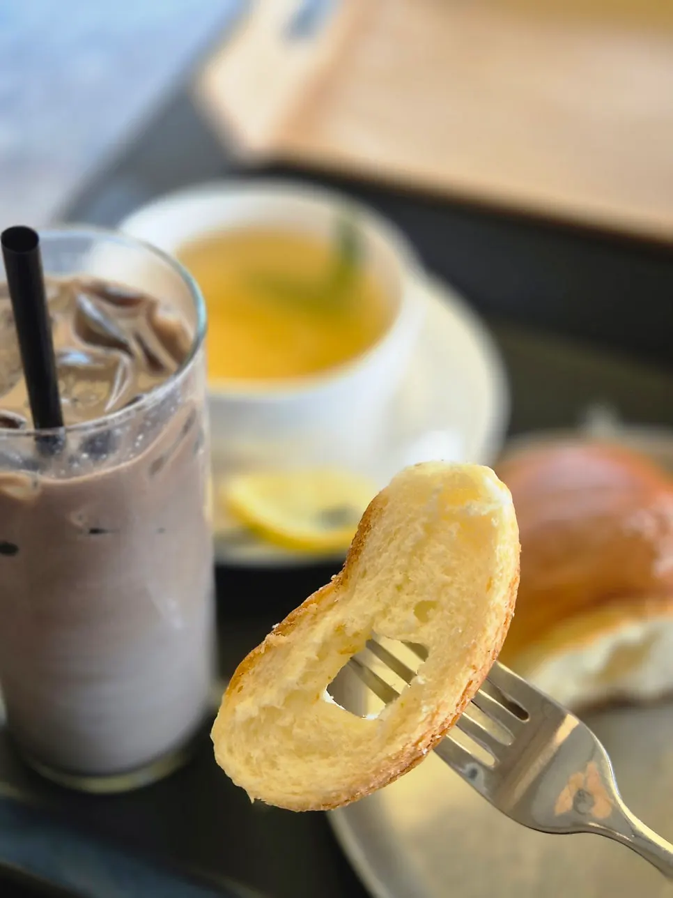 Bread and drinks on the table at MUG