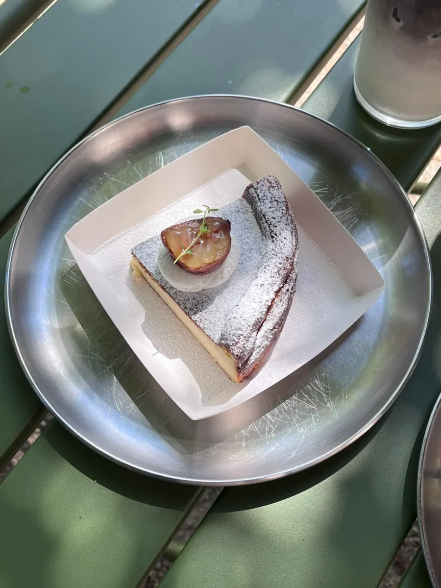 Bakery items and coffee enjoyed on the terrace