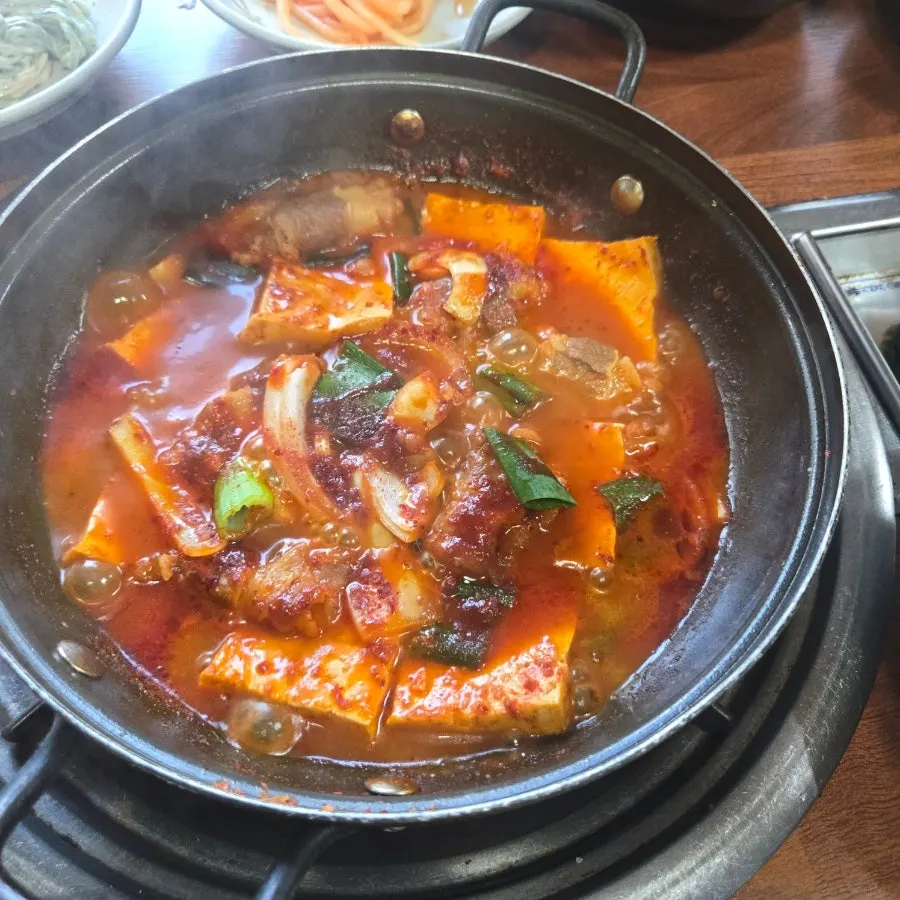 자작한 양념의 두부조림 클로즈업