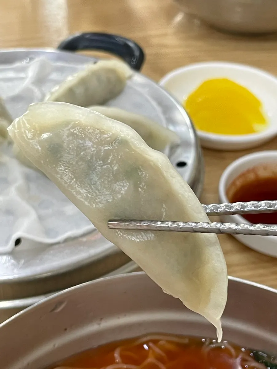 Mul-milmyeon noodles lifted together with boiled pork