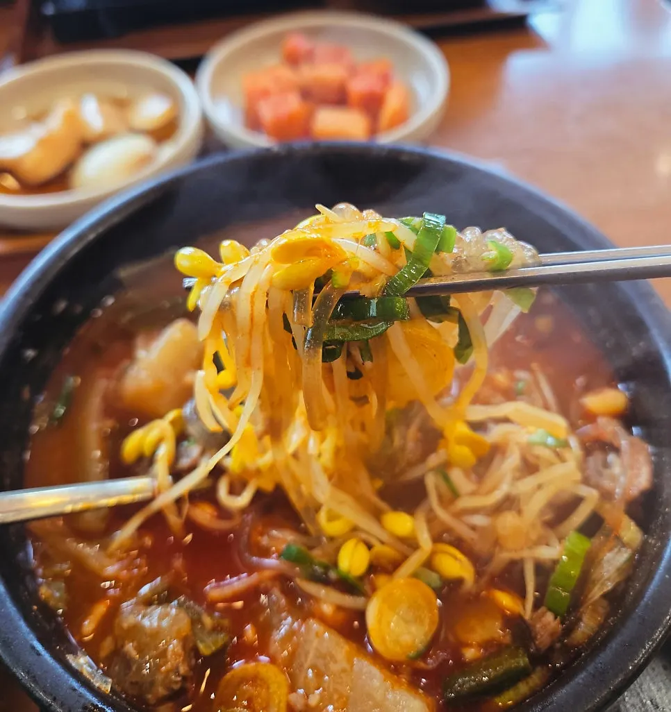Haejangguk with glass noodles and bean sprouts