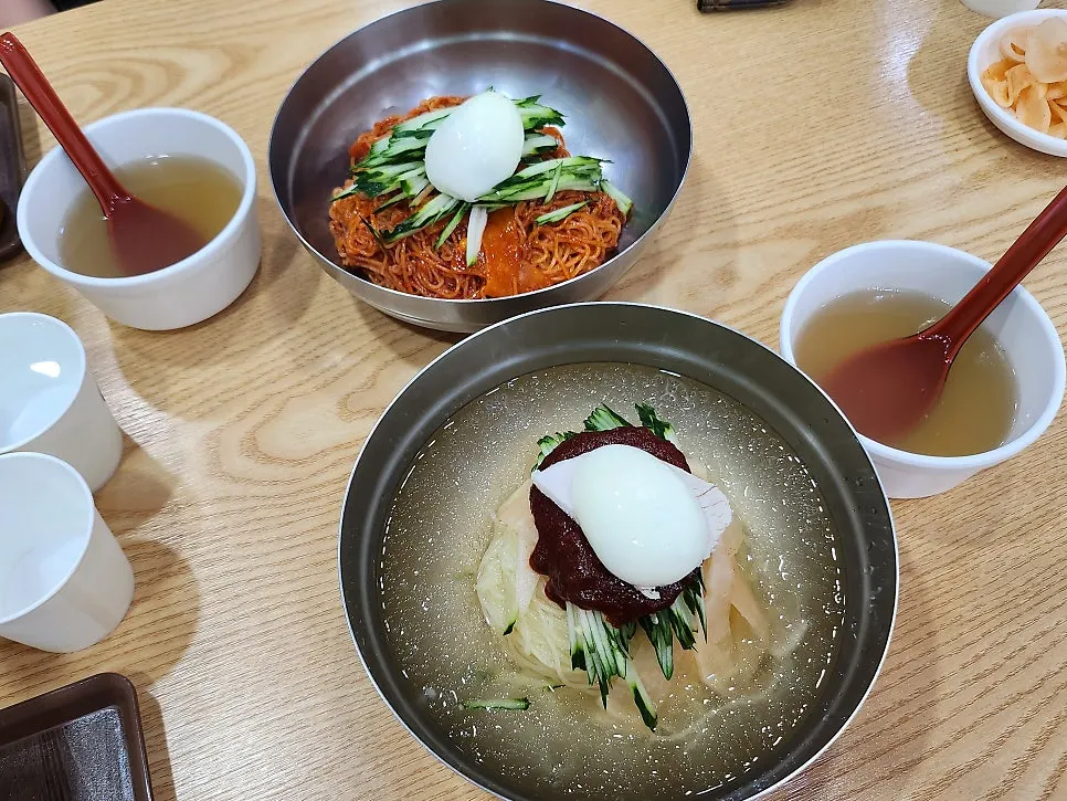 Generous milmyeon topped with garnishes