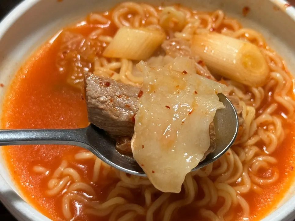 Kimchi stew with pork, sujebi, and ramen noodles