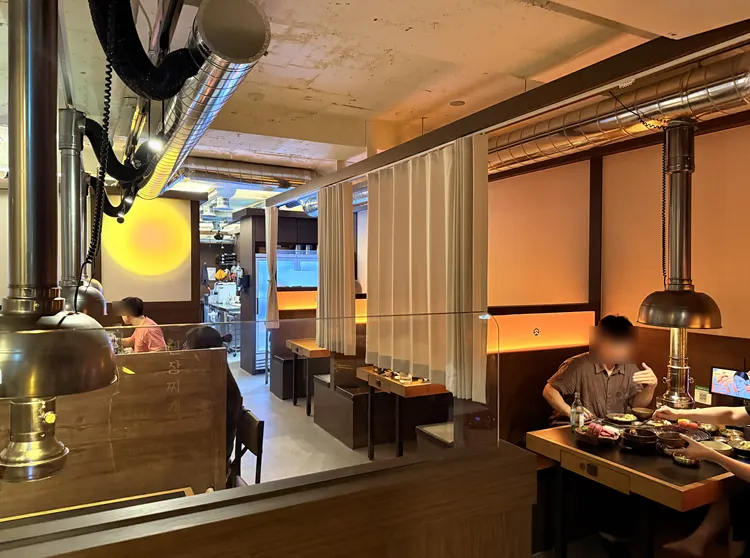 Clean, tidy interior of the charcoal grill restaurant