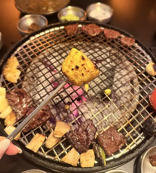 Corn grilled over the charcoal