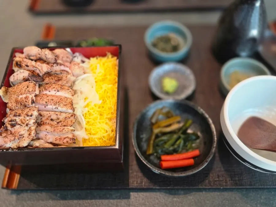 숯불 닭구이가 올라간 토리마부시 덮밥