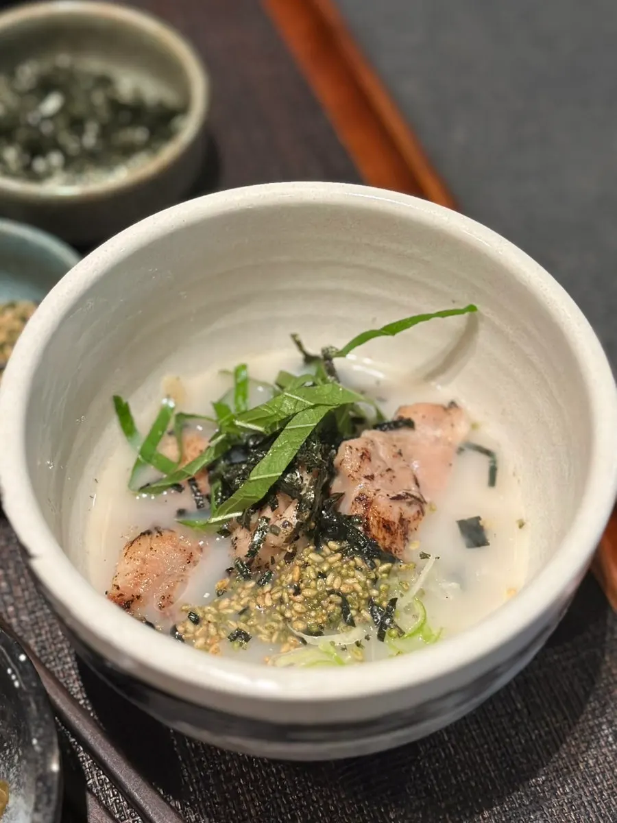 Torimabushi ochazuke made with milky chicken broth