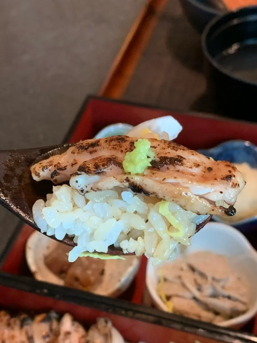 토리마부시 닭고기 한 조각 단면