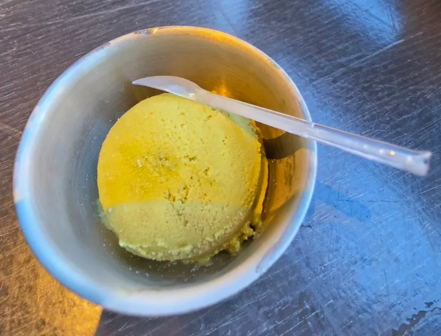 A bowl of ochazuke with mentaiko added