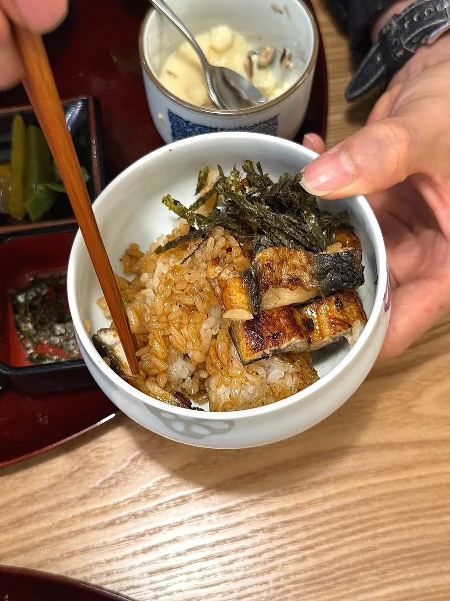 Second serving with nori, perilla leaf, and wasabi added