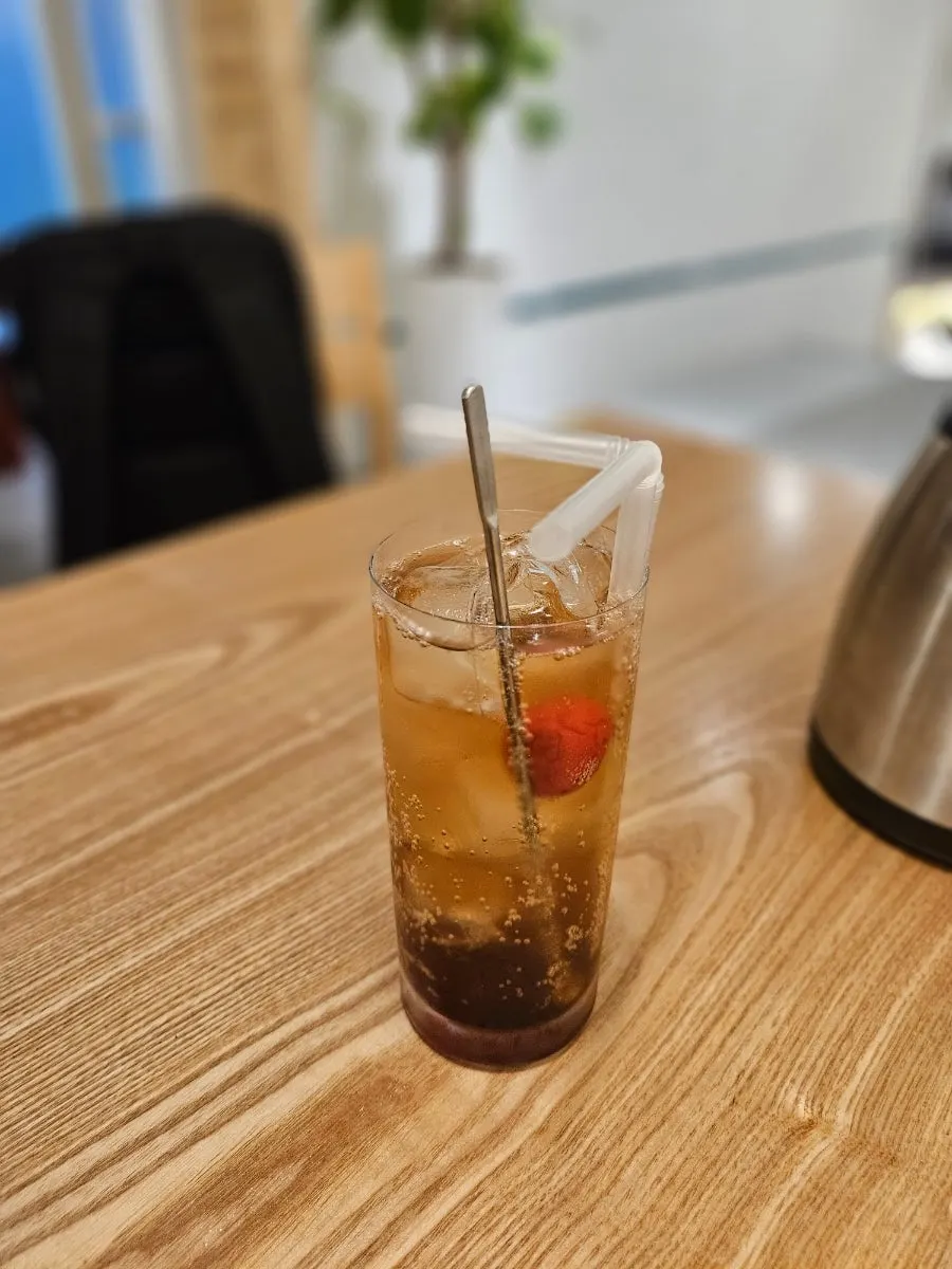 Umeboshi ade with a whole pickled plum inside