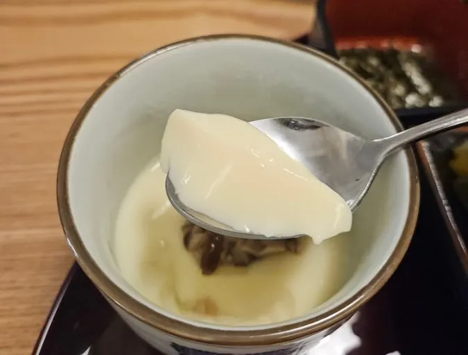 A spoonful of pudding-like chawanmushi