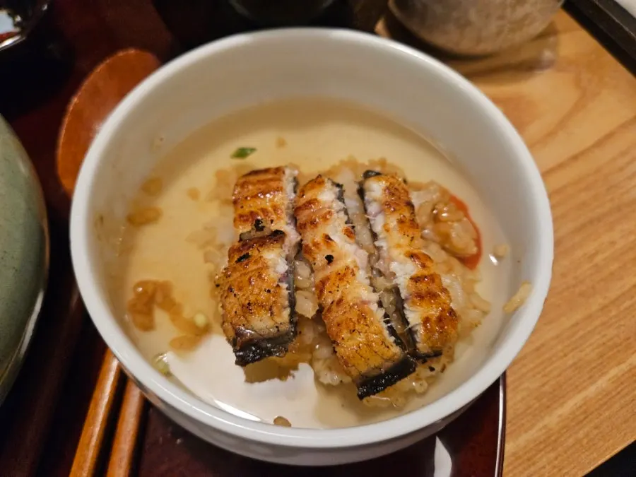 Hitsumabushi turned into ochazuke with poured tea