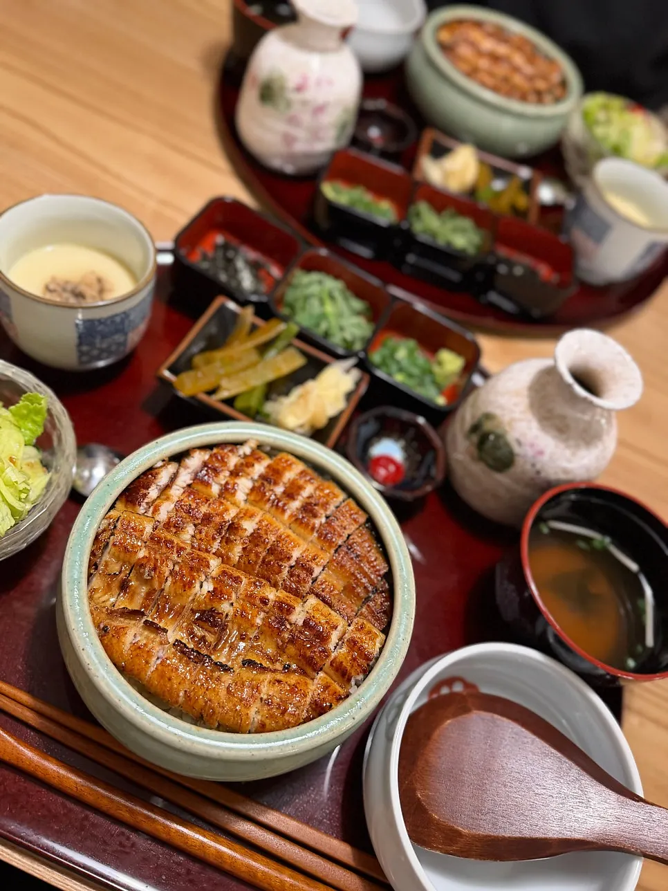 Close-up of densely packed grilled eel