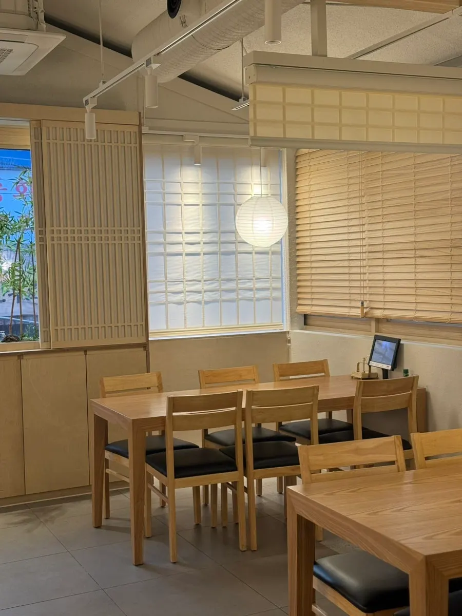 Interior of Unagiwa with wood-tone decor