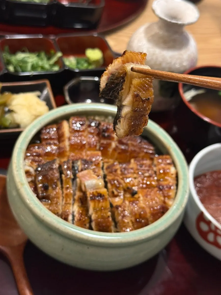 Unadon eel rice bowl with miso soup