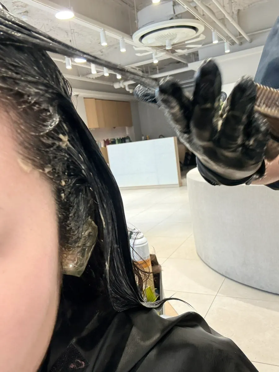 Mid-process check of the dye application
