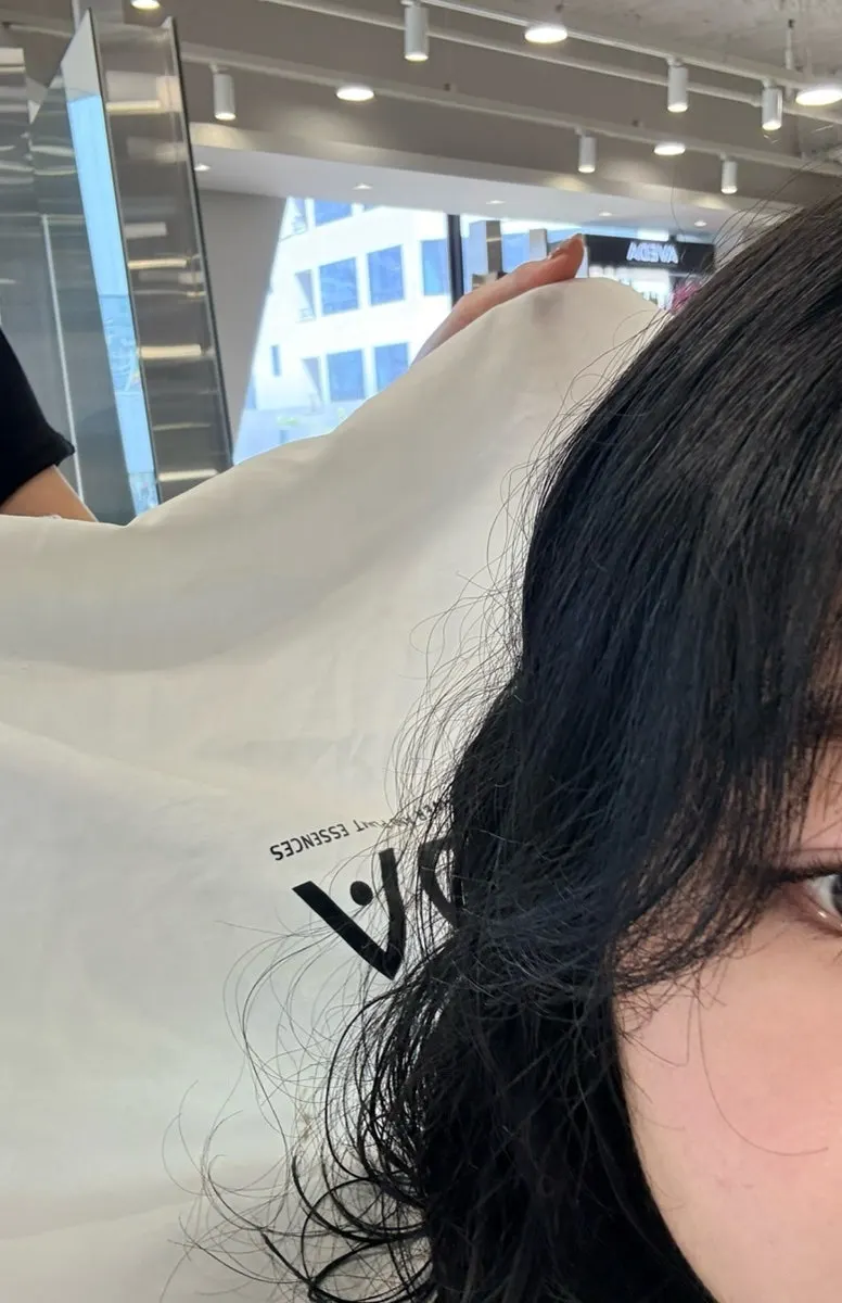 Hair calmly styled before blow-drying