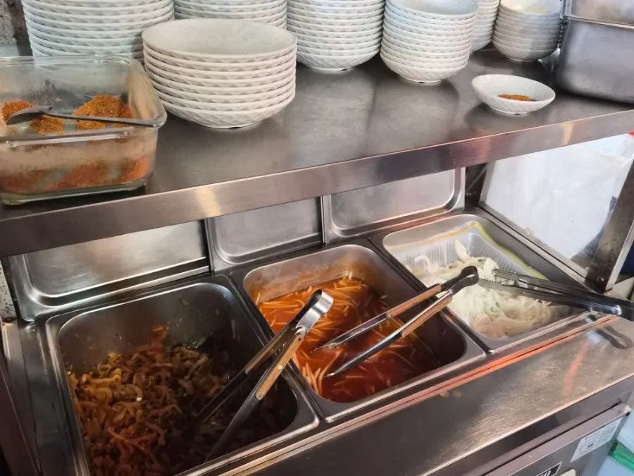 Self-serve bar next to the kitchen