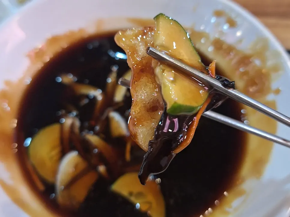 Plate of tangsuyuk with wood ear mushroom sauce