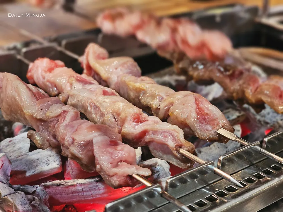 Lamb rib meat skewers grilled to a golden brown