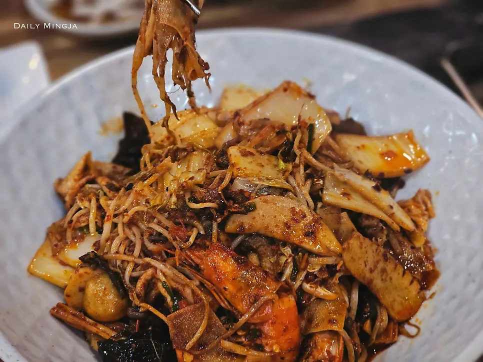 Mala xiangguo with whole shrimp and dried tofu