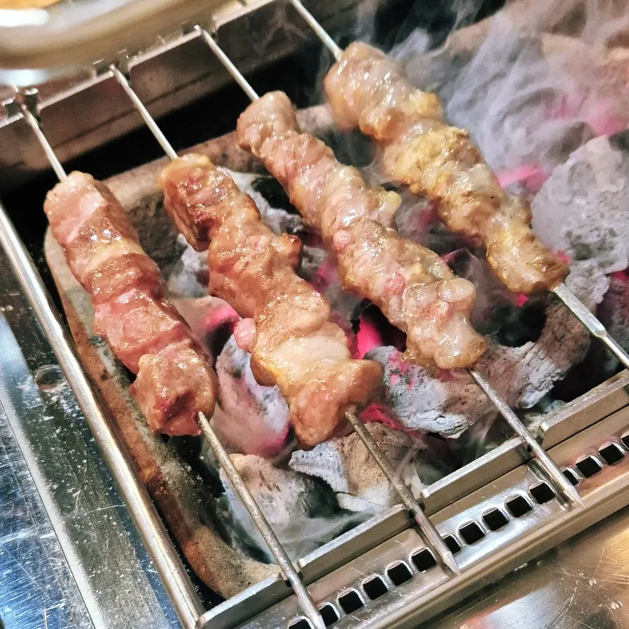 Close-up of golden-brown grilled yang kkochi
