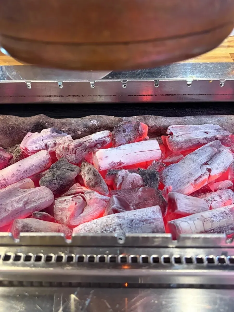 Basic side dishes set up after ordering lamb skewers