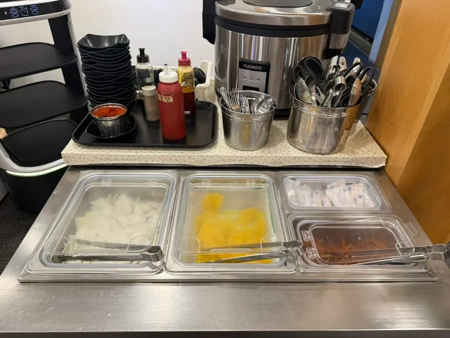 Individually wrapped utensils and self-serve bar