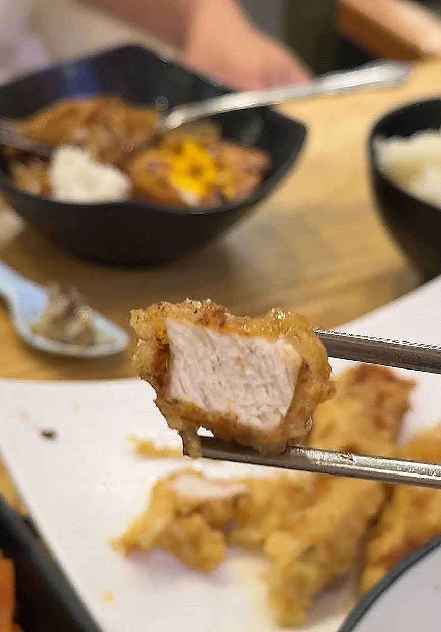 Thick meat inside a thin fried coating