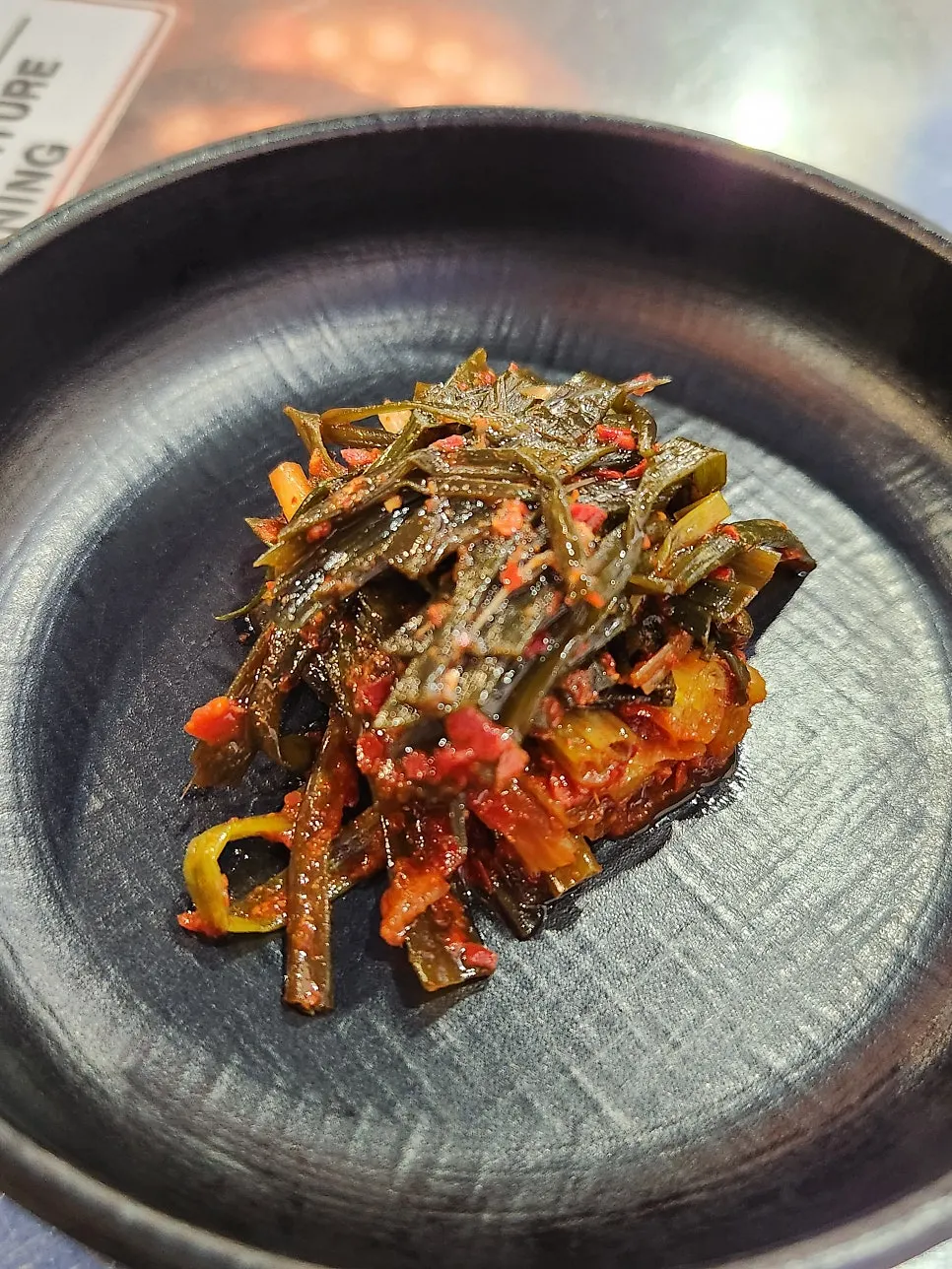 Basic side dishes: white kimchi, green onion kimchi, corn salad