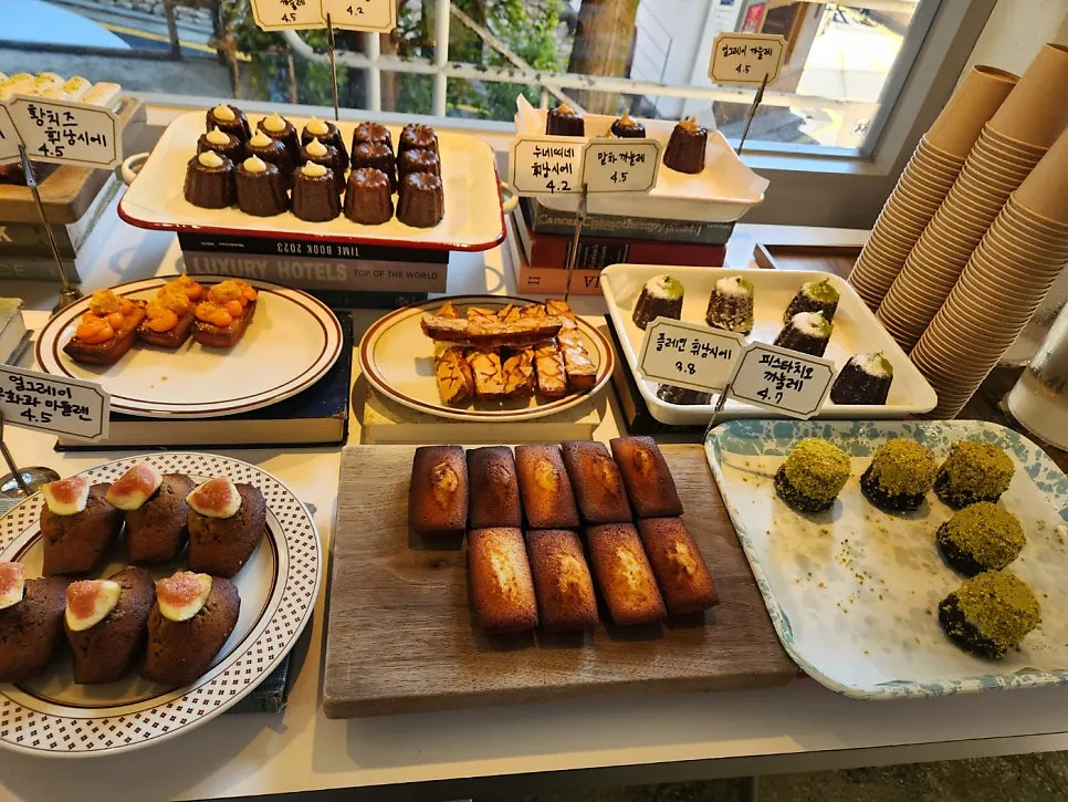 Dessert display case with an assortment of tarts