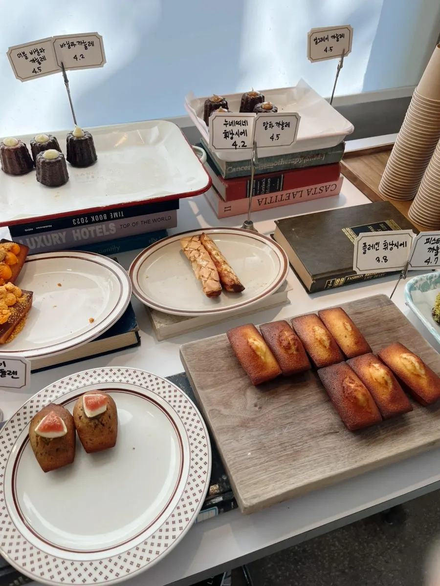 Flan, pie, and other baked goods on display