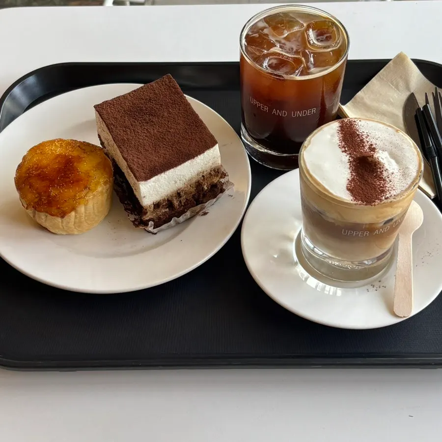 Full spread of desserts before eating