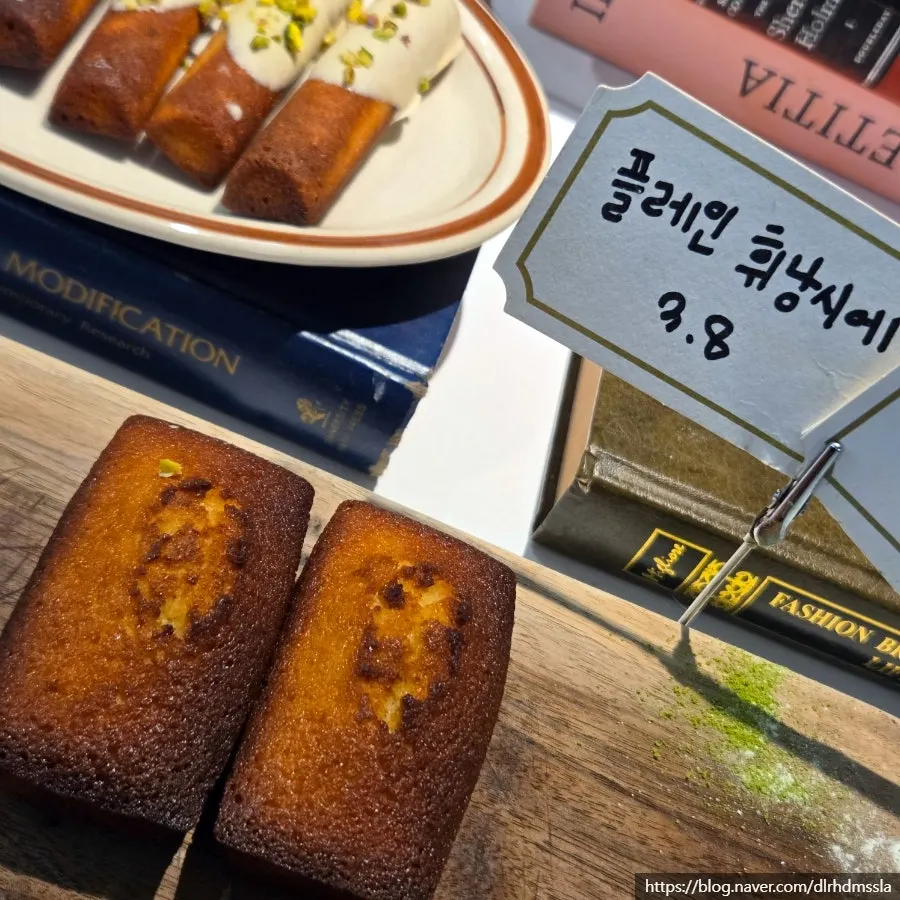 Peach pie and chodang corn madeleine on display